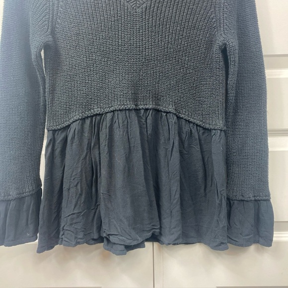 Altar'd State Womens Babydoll Sweater Small Layered V-neck Rayon Cable Knit Blac - Picture 3 of 6